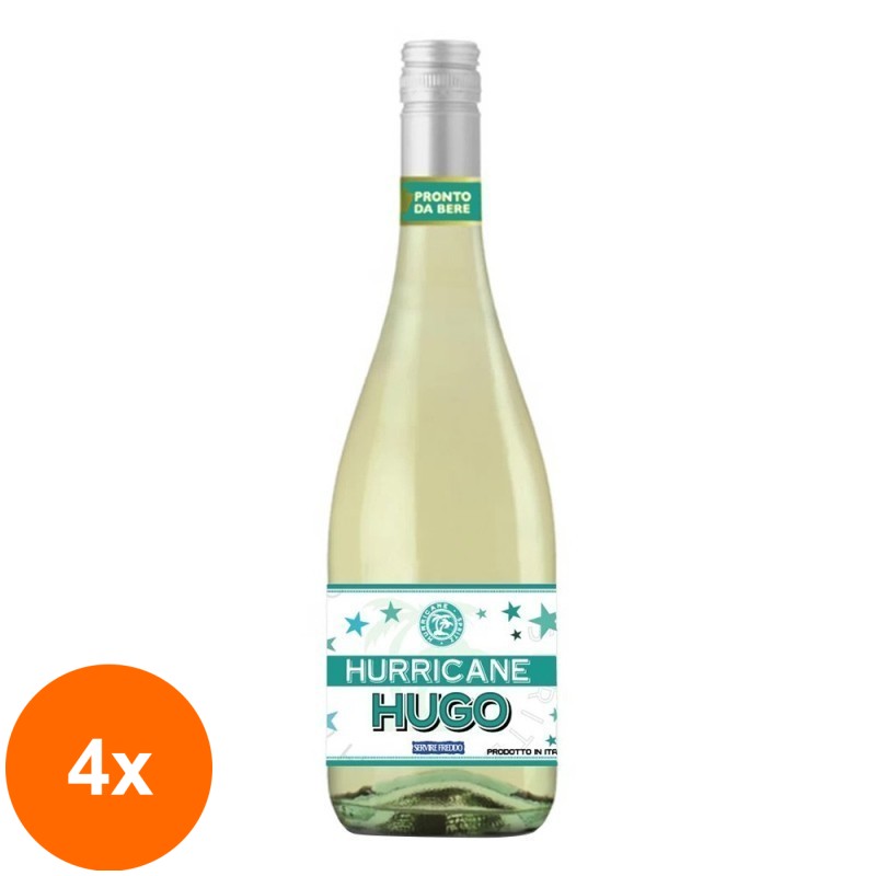 Set 4 x Bauturi Aromatizate pe Baza de Vin Hugo Ready To Drink Hurricane, 0.75 l