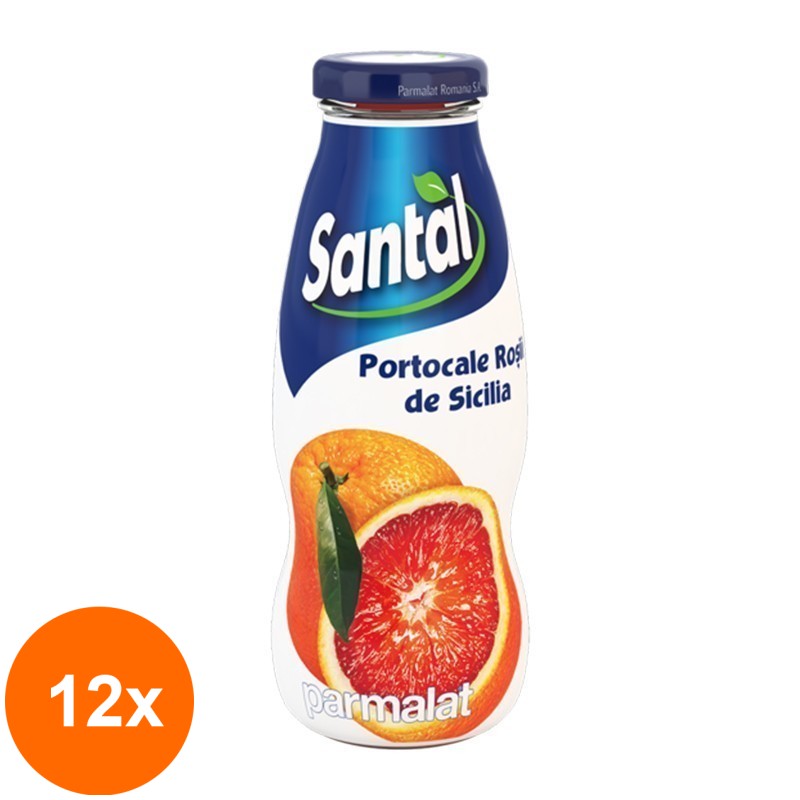 Set 12 x Suc de Portocale Rosii 25%, Santal, 0.2 l