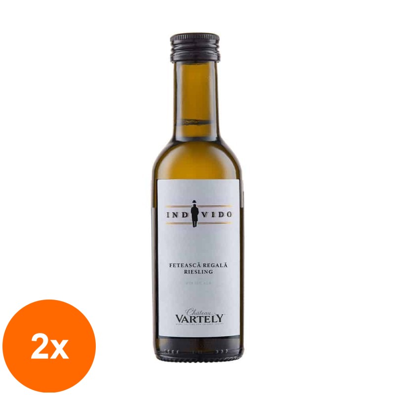 Set 2 x Vin Chateau Vartely Individo, Feteasca Regala si Riesling, Alb Sec, 0.187 l