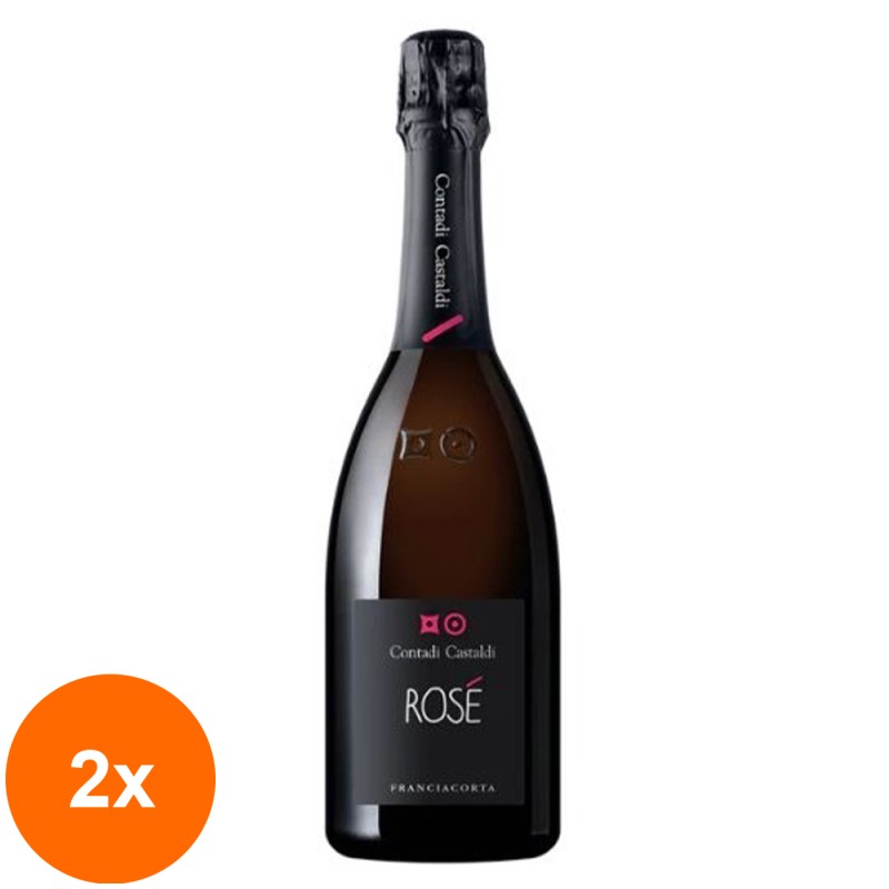 Set 2 x Vin Spumant Contadi Castaldi Rose Brut Franciacorta, 0.75 l