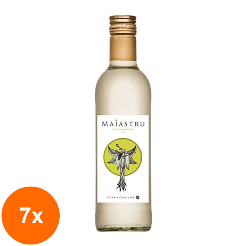 Set 7 x Vin Maiastru Crama Oprisor Sauvignon Blanc, Alb Sec, 0.25 l