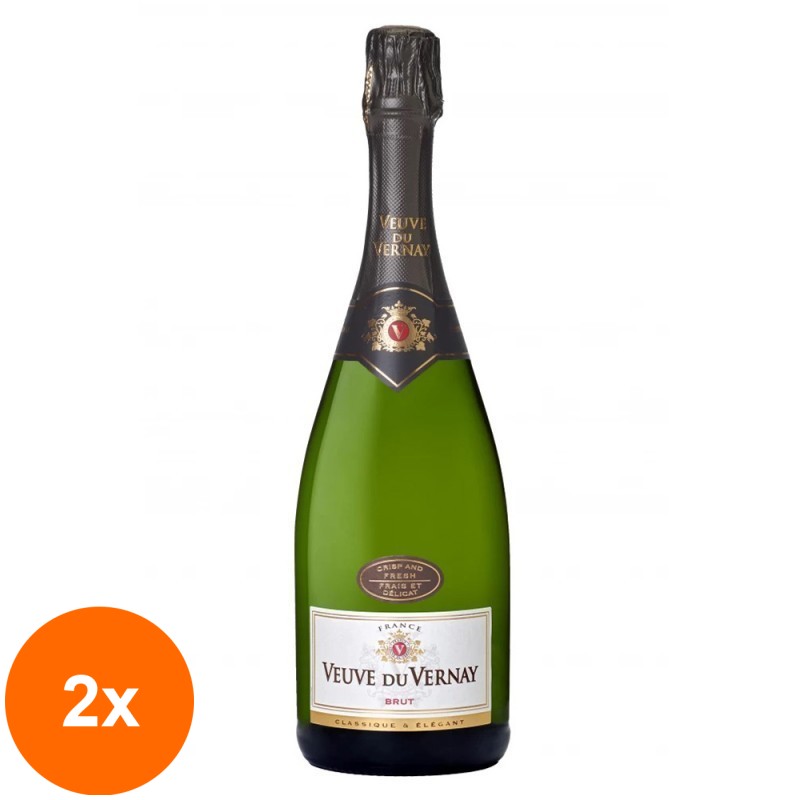 Set 2 x Vin Spumant Alb Brut Sec, Veuve Du Vernay, 0.75 l