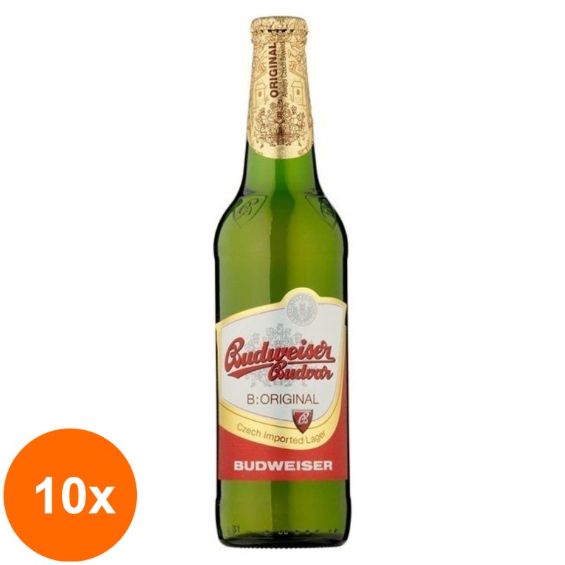 Set 10 x Bere Budweiser Budvar, 5% Alcool, 330 ml