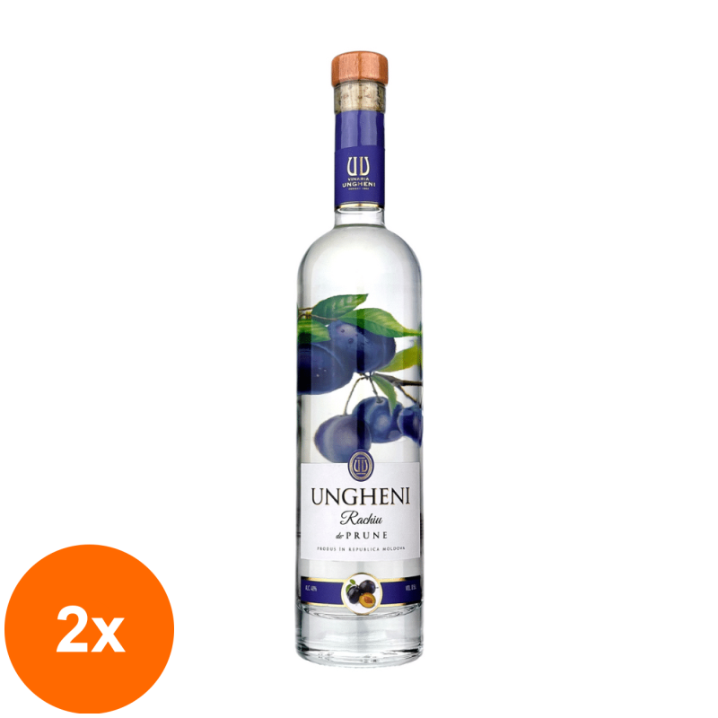 Set 2 x Rachiu de Prune Vinaria Ungheni, 40 % Alcool, 0.5 l