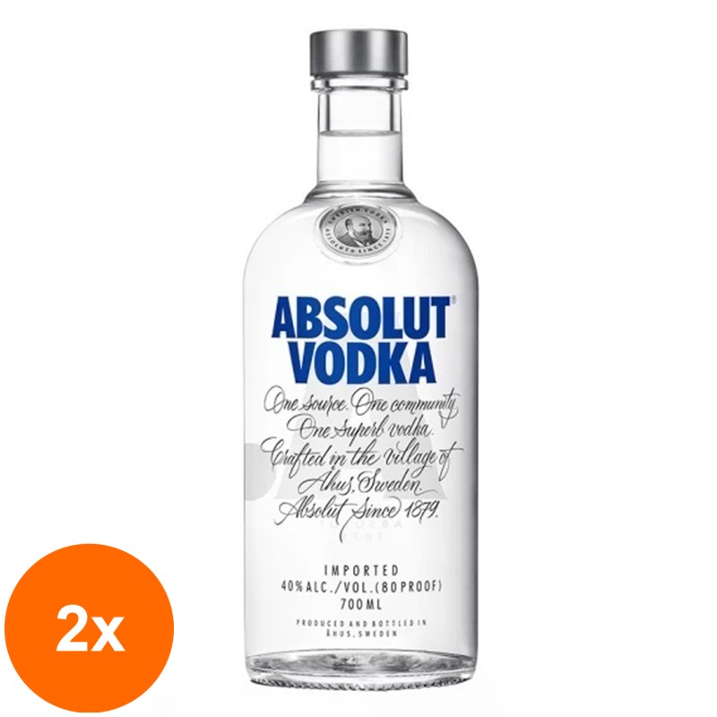 Set 2 x Vodca Absolut Blue, 0.7 l, 40% Alcool