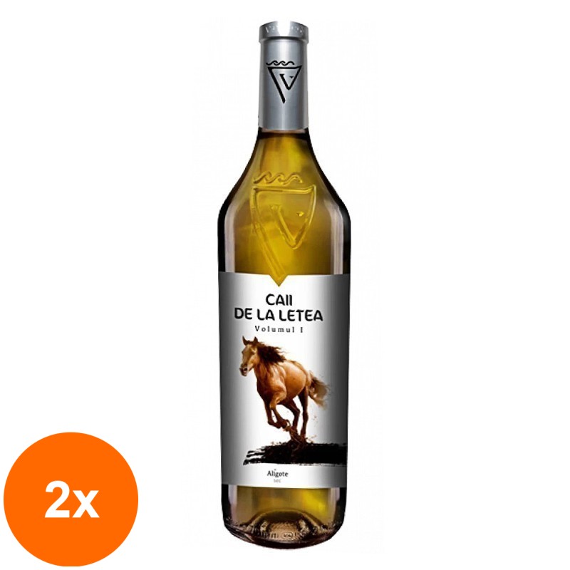 Set 2 x Vin Alb Sarica Niculitel Caii de la Letea Vol. I, Aligote Retail, Sec 0.75 l