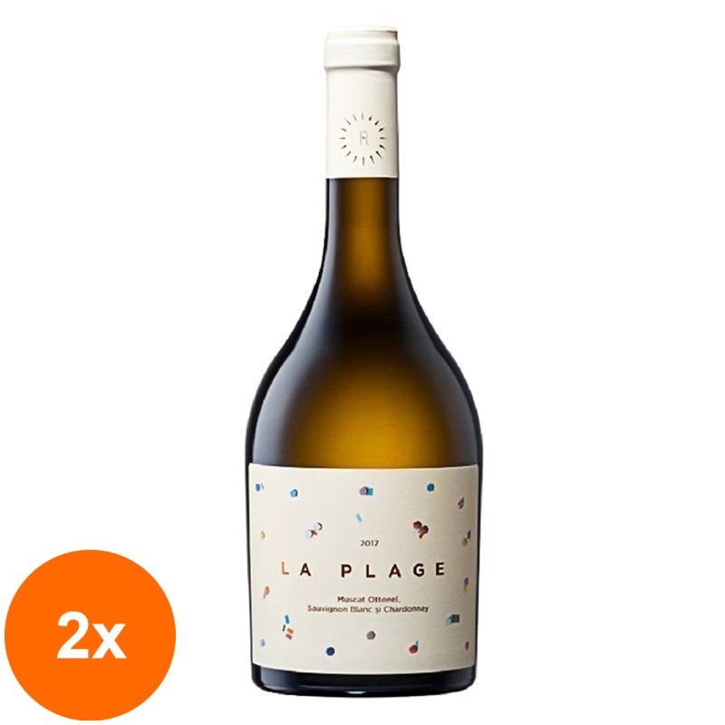 Set 2 x Vin La Plage Crama Rasova, Alb Sec, 0.75 l