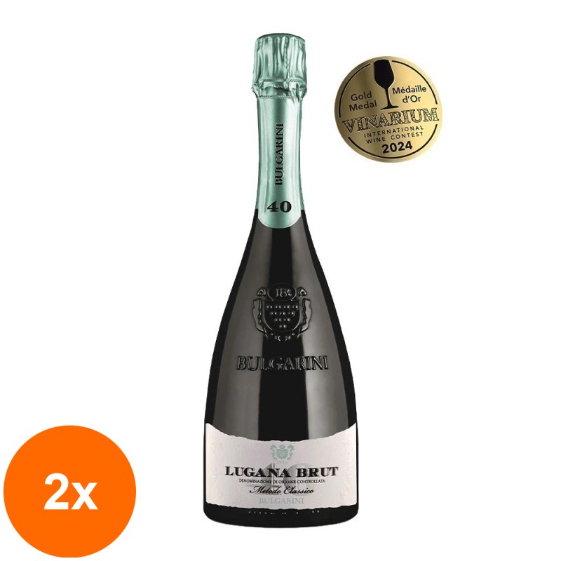 Set 2 x Vin Spumant Bulgarini Lugana Metodo Classico DOC, Alb Sec Brut, 0.75 l