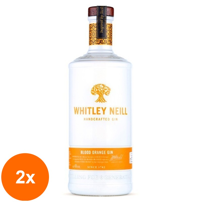 Set 2 x Gin Portocala Rosie, Blood Orange Whitley Neill, Alcool 43%, 0.7 l