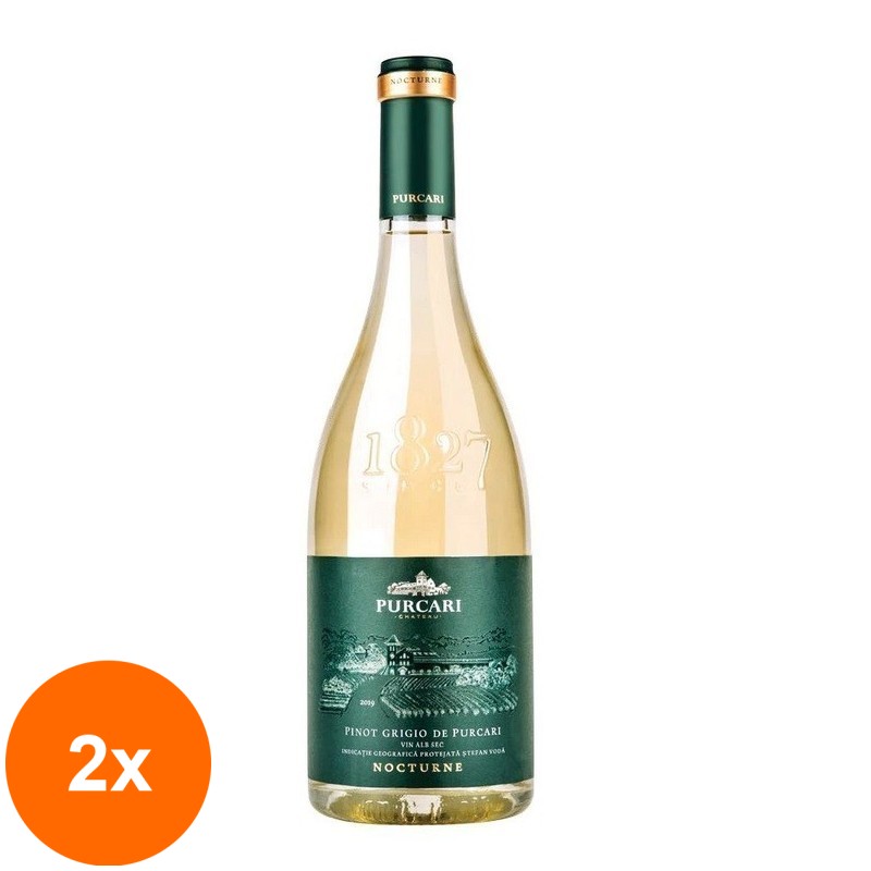 Set 2 x Vin Purcari Nocturne Pinot Grigio, Alb Sec, 0.75 l