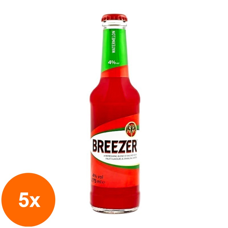 Set 5 x Bacardi Breezer Tropical Watermelon, 4% Alcool, 275 ml