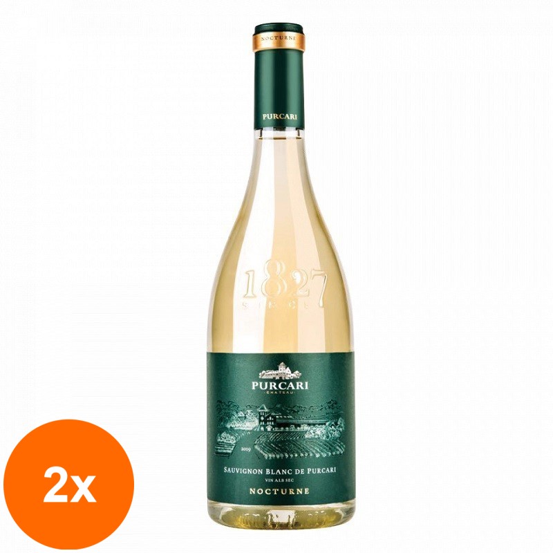 Set 2 x Vin Purcari Nocturne Alb Sec, Sauvignon Blanc, 0.75 l