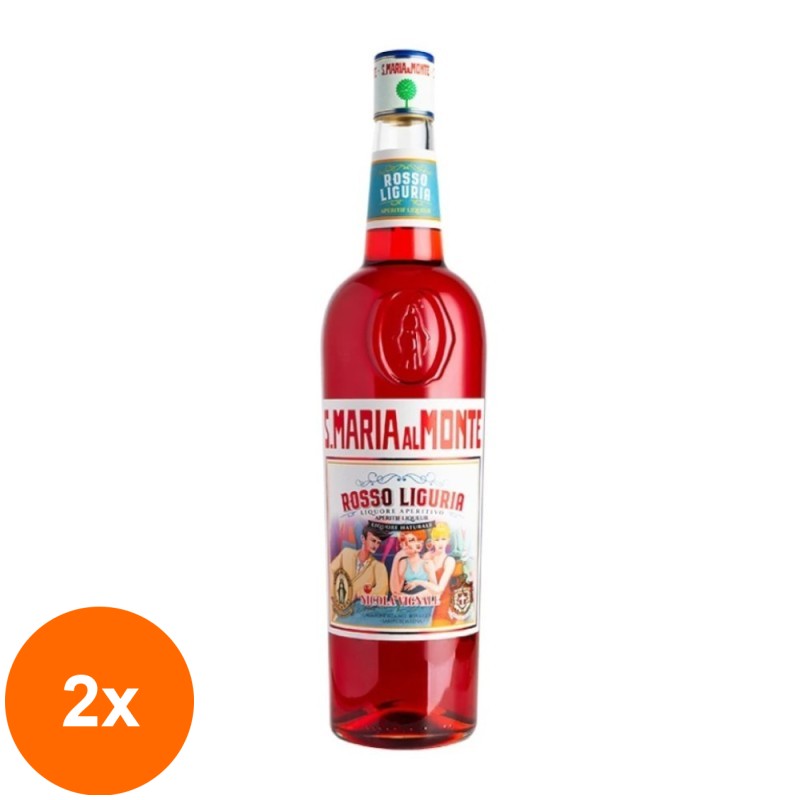 Set 2 x Lichior Caffo, Santa Maria Al Monte, Rosso Liguria, 15% Alcool, 1 l