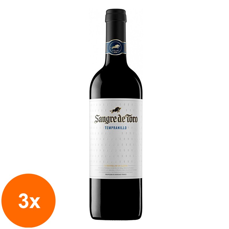 Set 3 x Vin Miguel Torres Sangre de Toro Tempranillo, Rosu, 0.75 l