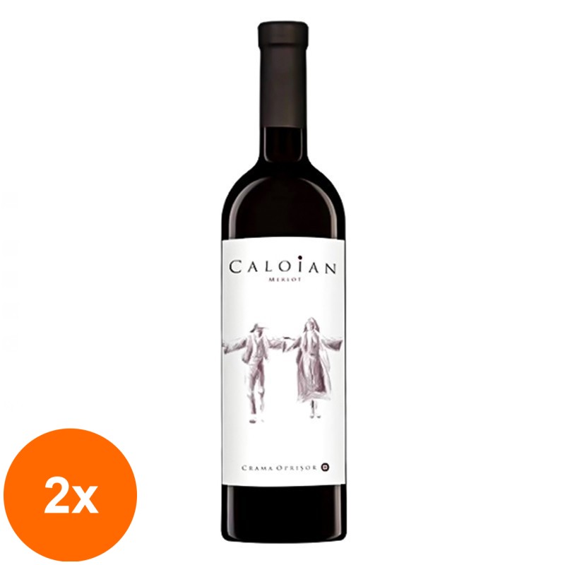 Set 2 x Vin Caloian Crama Oprisor Merlot, Rosu Sec, 0.75 l