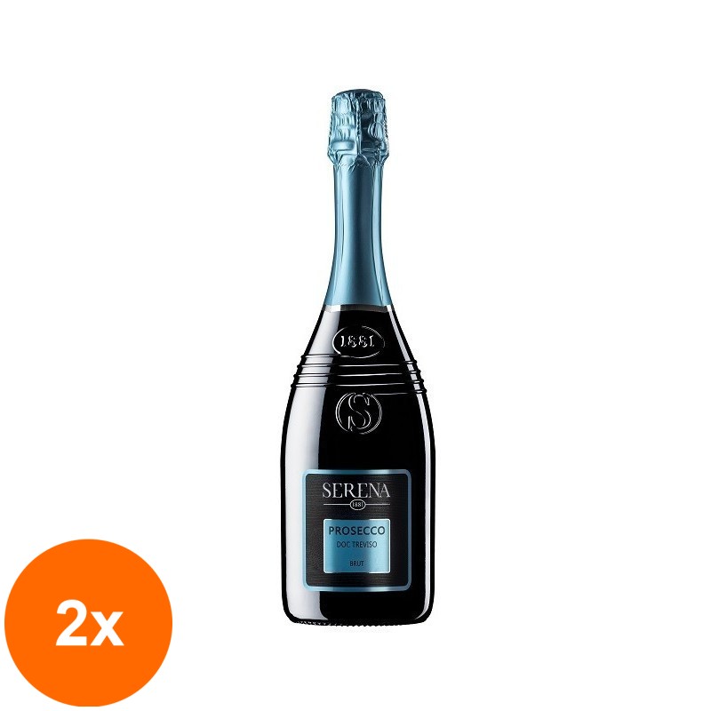 Set 2 x Vin Spumant Prosecco Alb, Brut, Terra Serena Wines 1881 Doc 0.75 l