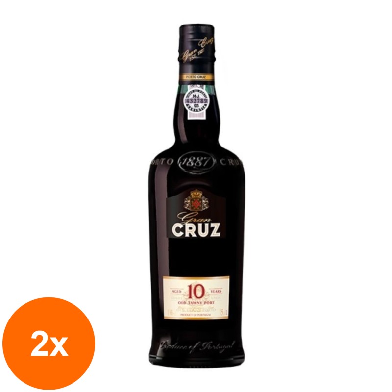 Set 2 x Vin Porto Cruz, 10 Ani, Gran Cruz Anglais, 20% Alcool, 0.75 l