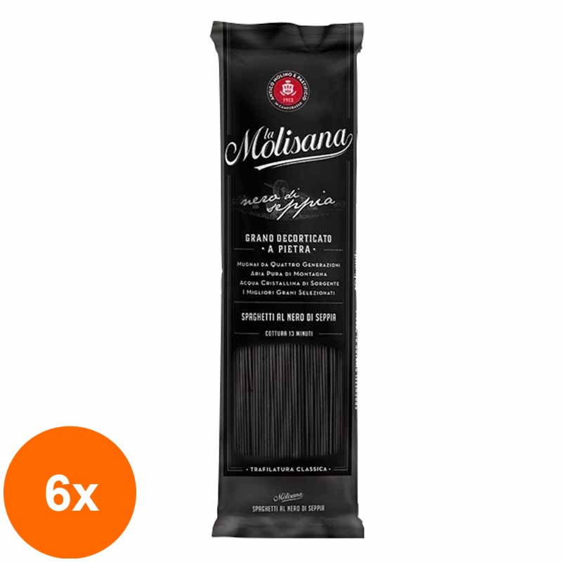 Set 6 x Paste Negre Spaghetti La Molisana - Nero Di Sepia, 500 g