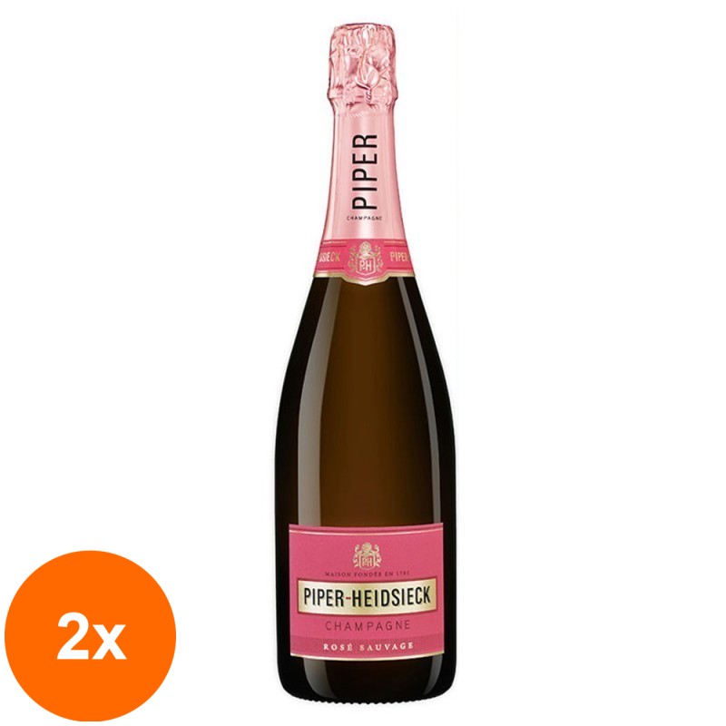 Set 2 x Sampanie Rose Piper Heidsieck Rose Sauvage, 0.75 l, 12 % Alcool