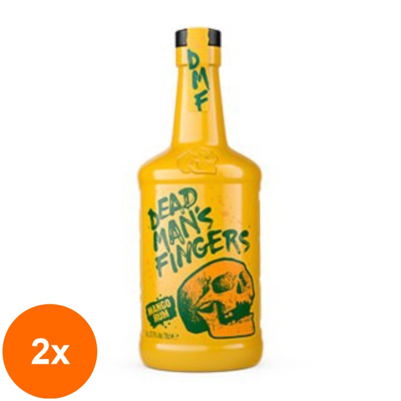 Set 2 x Rom Dead Mans Fingers, Mango Rum, 37.5% Alcool, 0.7 l