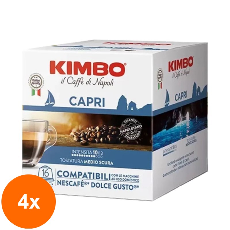 Set 4 x Cafea Capsule, Kimbo, Dolce Gusto Capri, 16 x 7 g