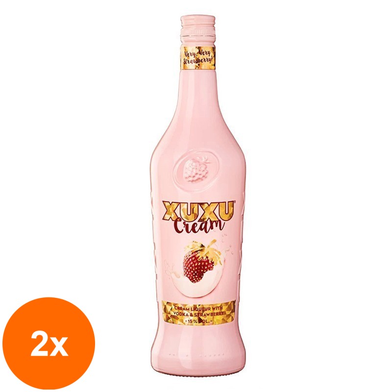 Set 2 x Lichior Xuxu Cream Strawberry & Vodka, 0.7 l,  15 % Alcool