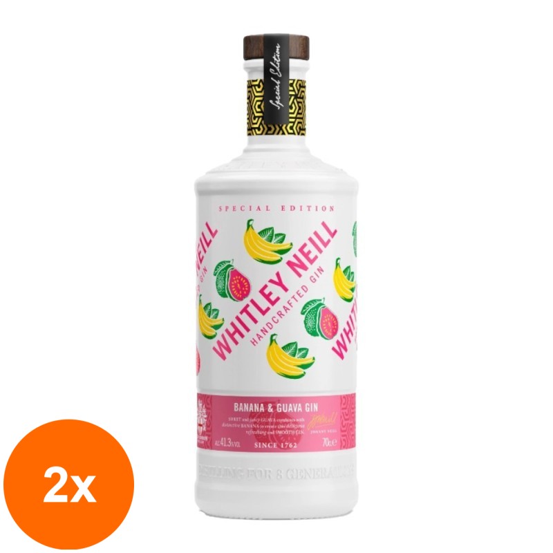 Set 2 x Gin Whitley Neill, Guava si Banana, 41.3% Alcool, 0.7 l