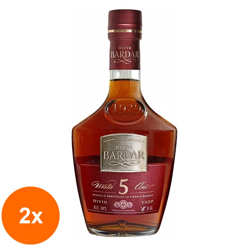 Set 2 x Vinars Divin Bardar 5 Ani, 0.5 l,  40 % Alcool