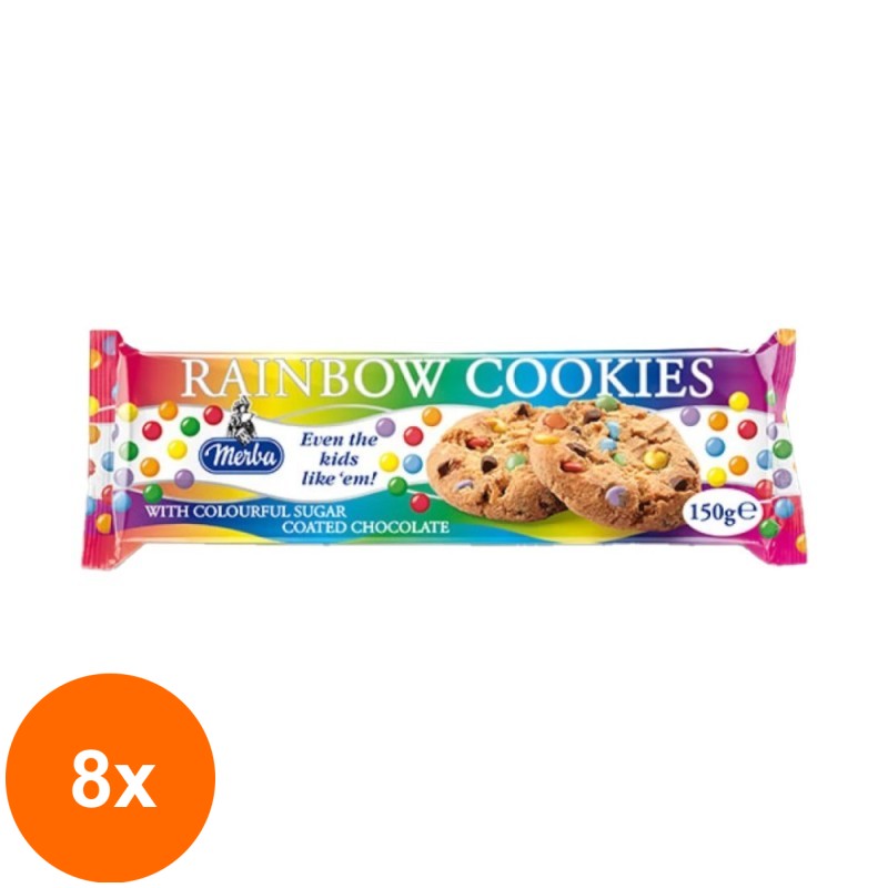 Set 8 x Biscuiti Rainbow Merba, 150 g