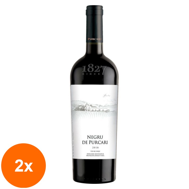 Set 2 x Vin Negru de Purcari 1827, Rosu Sec, 0.75 l