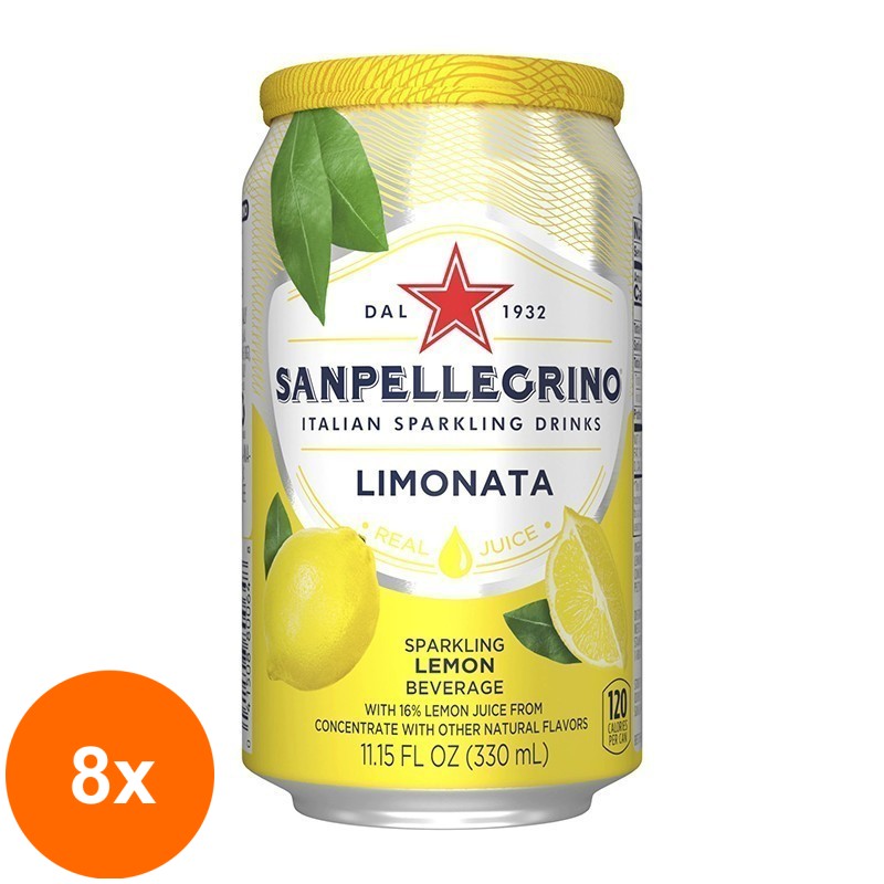 Set 8 x Suc de Lamaie San Pellegrino Limonata, Doza, 0.33 l