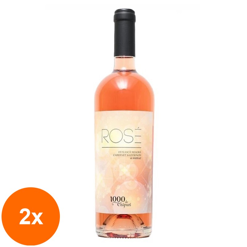 Set 2 x Vin 1000 de Chipuri ,Rose Sec, 0.75 l