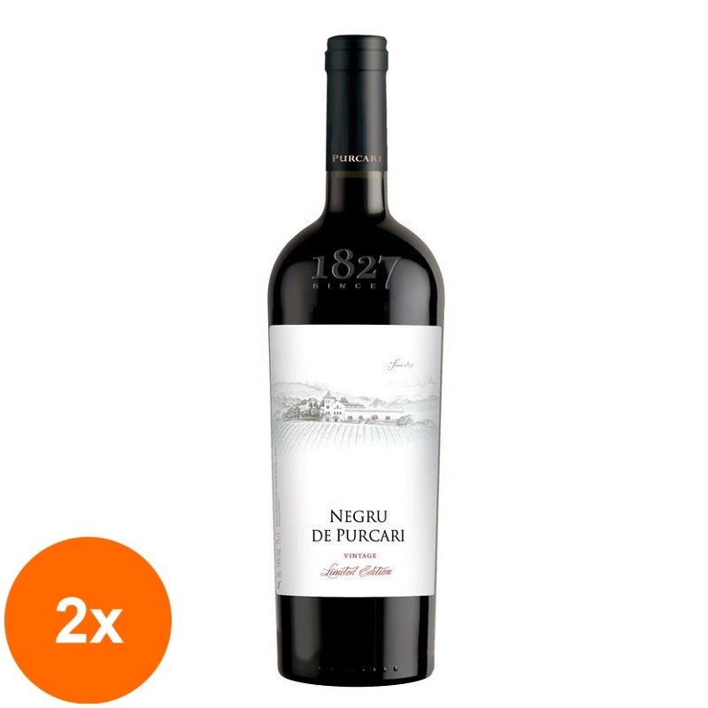 Set 2 x Vin Negru de Purcari 1827 Vintage Editie Limitata, Rosu Sec, 0.75 l