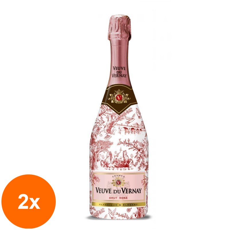 Set 2 x Vin Roze Brut Editie Limitata Veuve Du Vernay Franta, 0.75 l