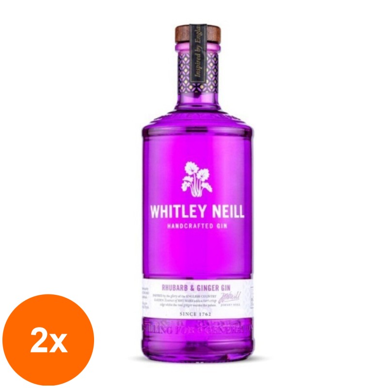 Set 2 x Gin Whitley Neill, Rubarba si Ghimbir, 41.3% Alcool, 0.7 l