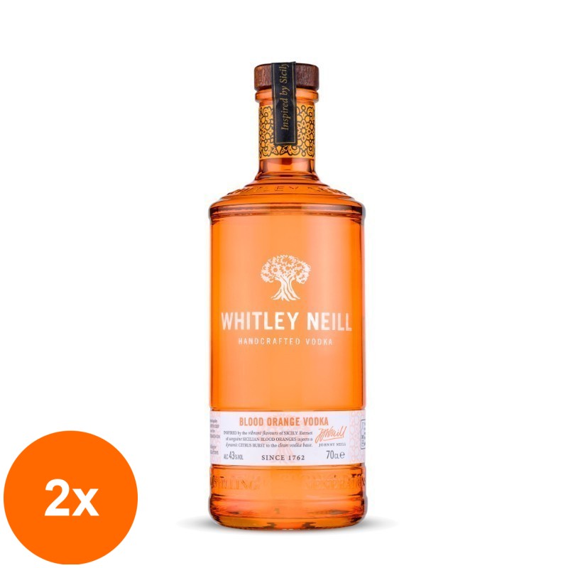 Set 2 x Whitley Neill Portocale Rosii, Blood Orange Vodka, 43% Alcool, 0.7 l