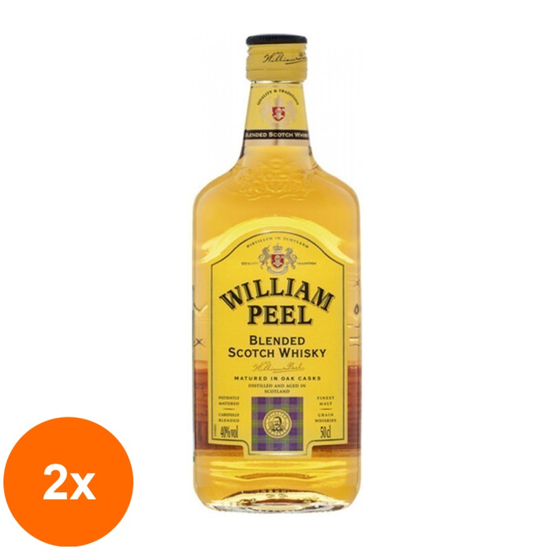 Set 2 x Whiskey William Peel Marie Brizard, 40% Alcool, 0.5 l