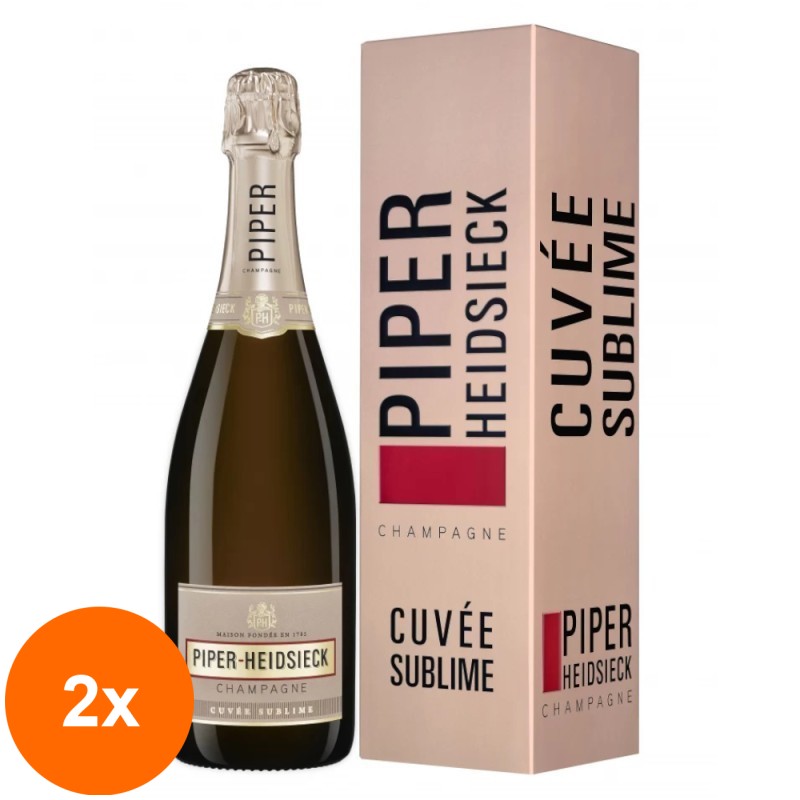 Set 2 x Sampanie Piper Heidsieck Cuvee Sublime, Demisec, Cutie Carton,  12 % Alcool, 0.75 l