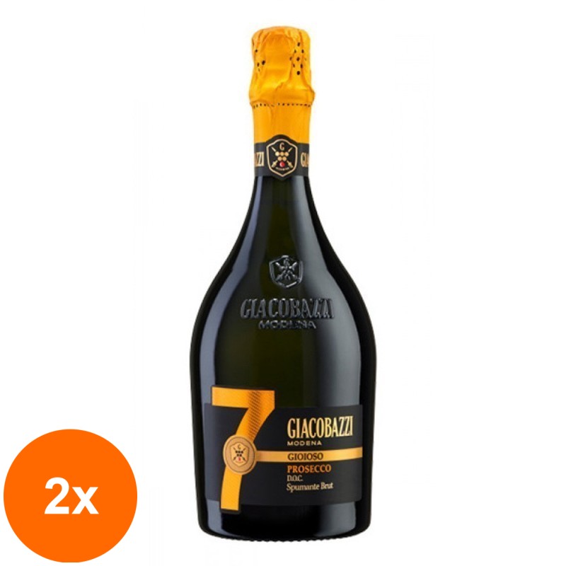 Set 2 x Vin Spumant Alb Brut Giacobazzi 7 Prosecco DOC, Sec, 0.75 l