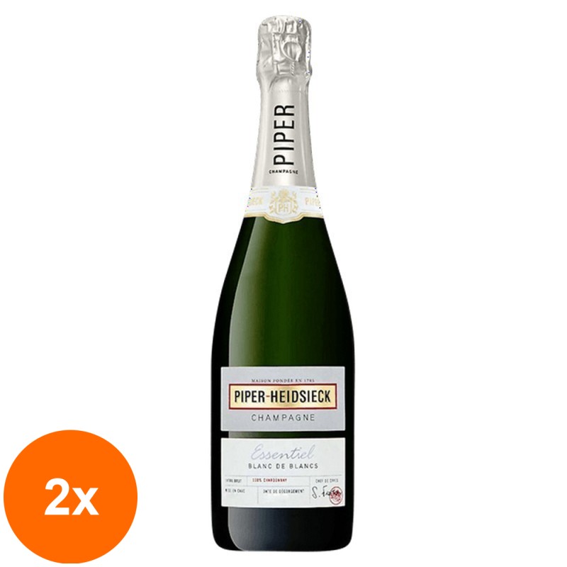 Set 2 x Sampanie Extra Brut Essentiel Blanc de Blancs Piper Heidsieck, 0.75 l, 12 % Alcool