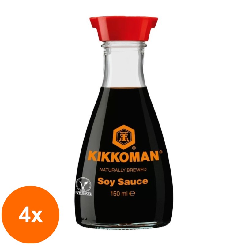 Set 4 x Sos de Soia, Kikkoman, 150 ml