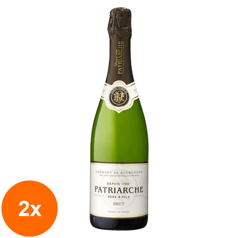 Set 2 x Vin Spumant Alb, Franta Patriarche, Cremant De Bourgogne, Brut, 0.75 l