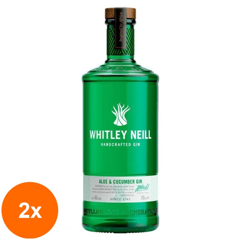 Set 2 x Gin Aloe si Castravete, Aloe & Cucumber Whitley Neill, 43% Alcool, 0.7 l