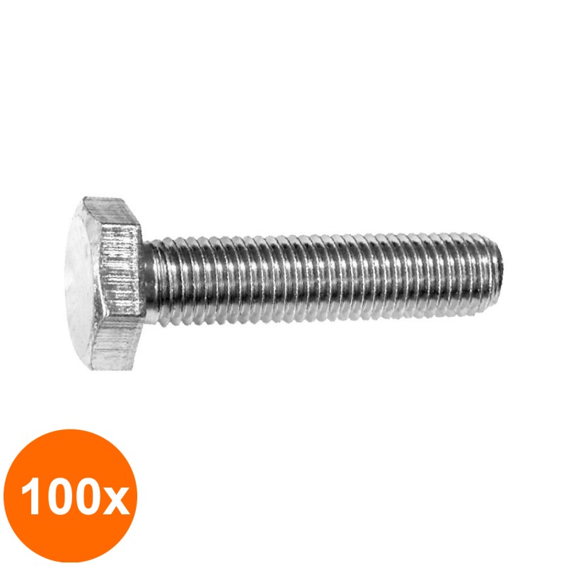 Set 100 x Surub Cap Hexagonal Total Filetat 933 Inox A4-M5 x 14