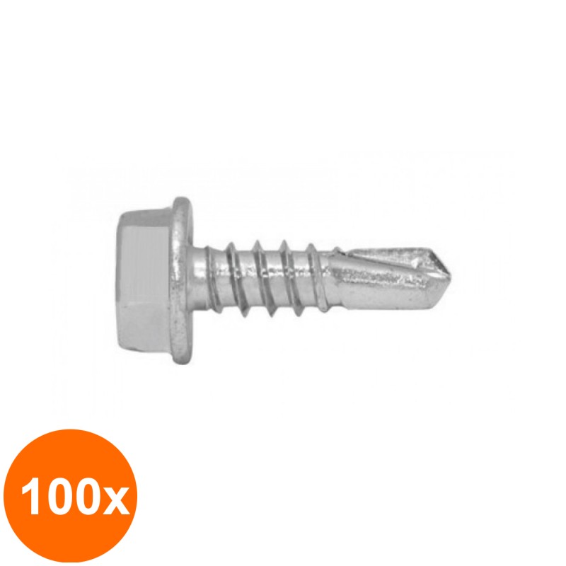 Set 100 x Surub Autoforant Cap Hex Otel Zincat-6.3x 80 7504K6380S