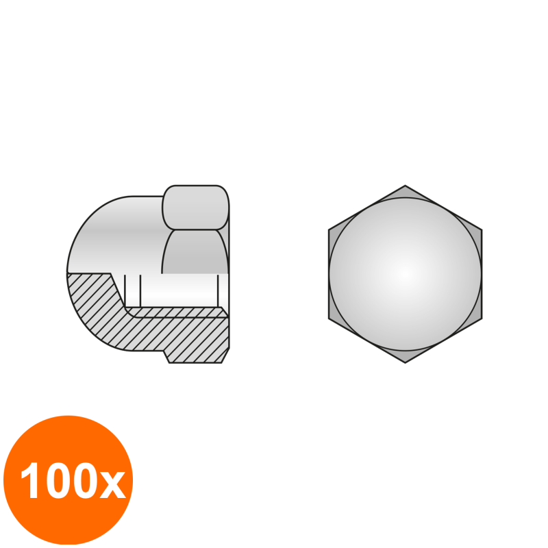 Set 100 x Piulita Infundata Inalta 1587 Alama Nichelat-M 6