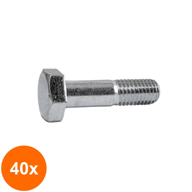 Set 40 x Surub Cap Hexagonal Partial Filetat 931 Inox A4-M6 x 35