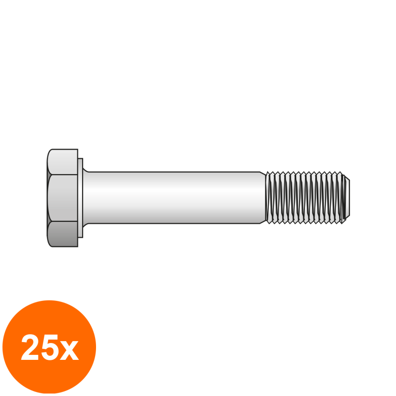 Set 25 x Surub Cap Hexagonal Ip Inalta Rezistenta 6914 Otel Gr.10.9 Zincat-M22 x 70