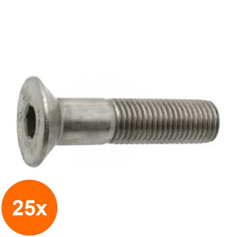 Set 25 x Surub Cap Inecat Locas Inbus DIN 7991 Inox A2 -M8 x 50