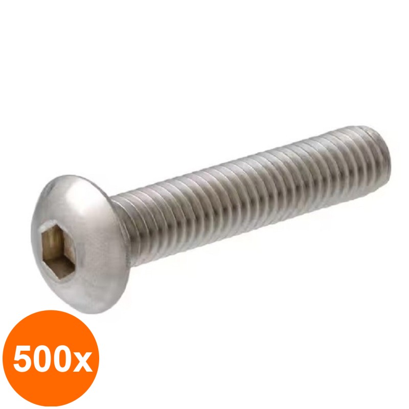 Set 500 x Surub Cap Bombat Inbus 7380 Inox A2 -M6 x 20